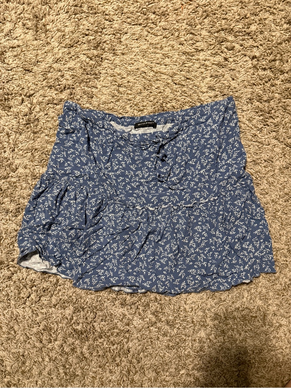 Brandy Melville Blue Floral Mini Skirt